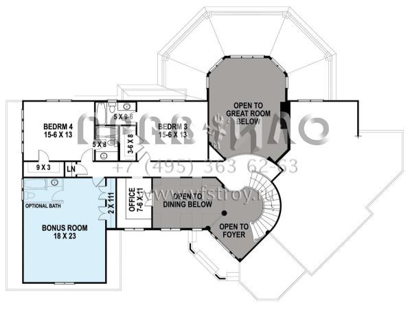 Проект двухэтажного дома с гаражом на три и более машин в английском стиле S5-290 (4195-00033)