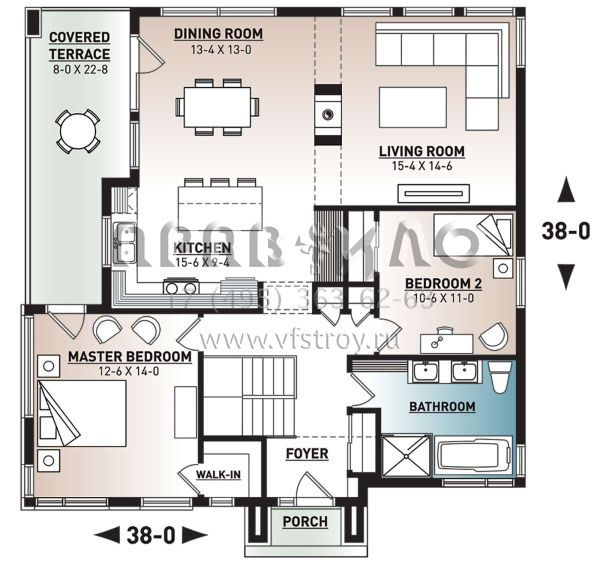 Проект одноэтажного дома без гаража в современном стиле S5-118 (034-01221)