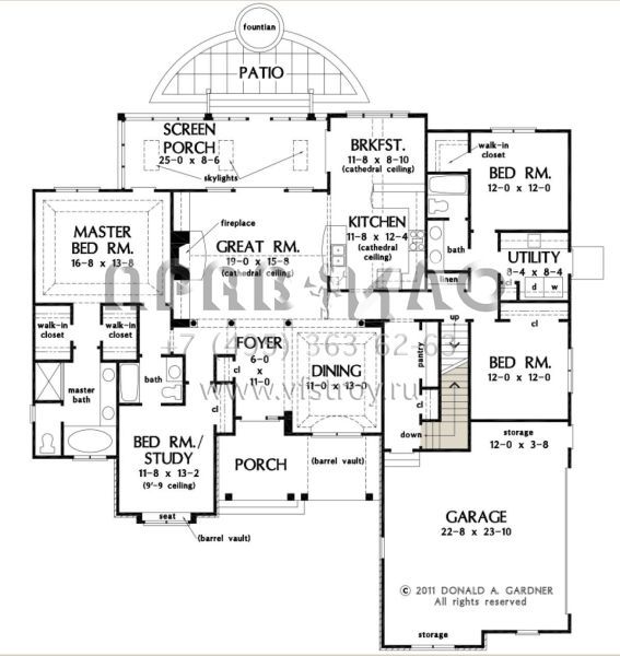 Проект одноэтажного дома с гаражом на две машины в стиле Ранчо S5-169 (2865-00165)