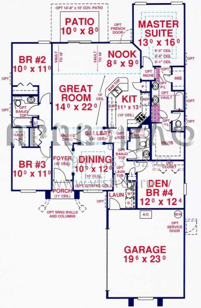 Проект одноэтажного дома с гаражом на две машины в стиле Ранчо S5-184 (4766-00138)