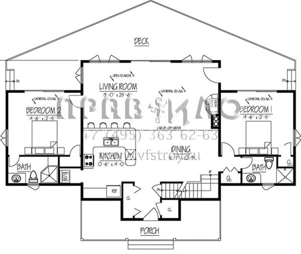 Проект двухэтажного дома без гаража в стиле Ранчо S5-175 (1754-00029)