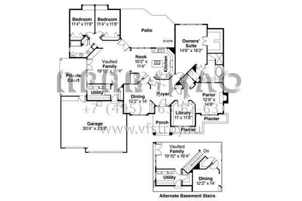Проект одноэтажного дома с гаражом на три и более машин в современном стиле S5-249 (035-00739)