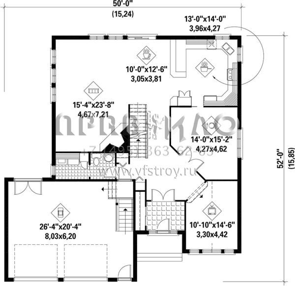 Проект двухэтажного дома с гаражом на две машины в английском стиле S5-267 (6146-00072)