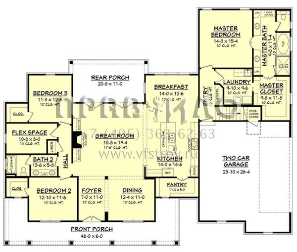 Проект одноэтажного дома с гаражом на две машины в стиле Ранчо S5-229 (041-00151)