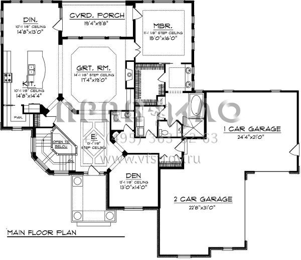 Проект одноэтажного дома с гаражом на три и более машин в английском стиле S5-372 (1020-00251)
