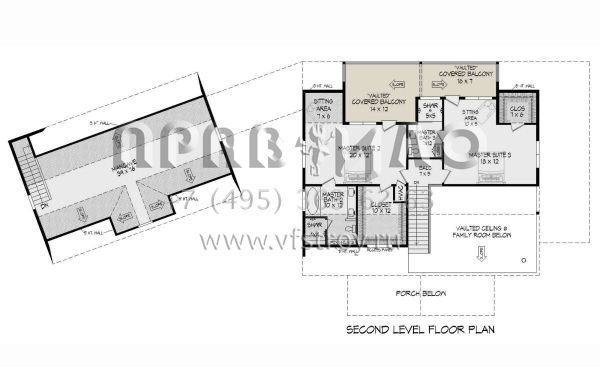 Проект двухэтажного дома с гаражом на три и более машин в стиле Ранчо S5-309 (940-00740)