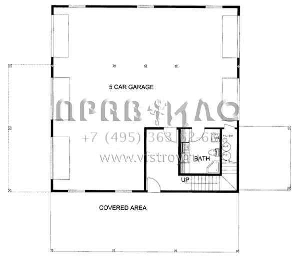 Проект одноэтажного дома с гаражом на три и более машин в стиле Шале S5-154 (039-00637)