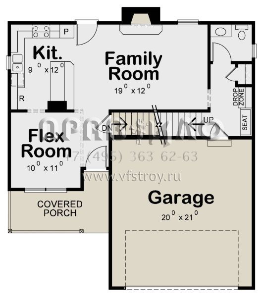 Проект двухэтажного дома с гаражом на две машины в американском стиле S5-136 (402-01484)