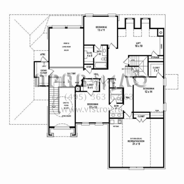 Проект двухэтажного дома с гаражом на три и более машин в стиле Ранчо S5-389 (053-02446)