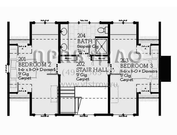Проект двухэтажного дома с гаражом на две машины в стиле Ранчо S5-206 (1637-00143)