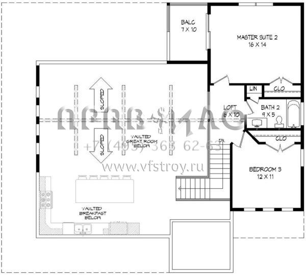 Проект двухэтажного дома без гаража в современном стиле S5-204 (940-00126)
