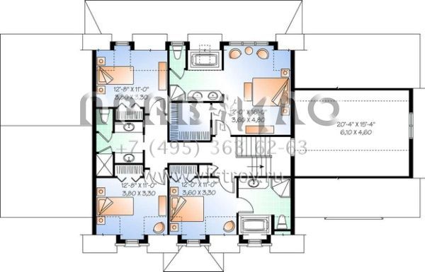 Проект двухэтажного дома с гаражом на две машины в стиле Ранчо S5-290 (034-00179)