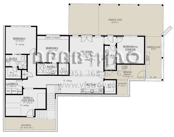 Проект одноэтажного дома с гаражом на три и более машин в американском стиле S5-352 (286-00104)