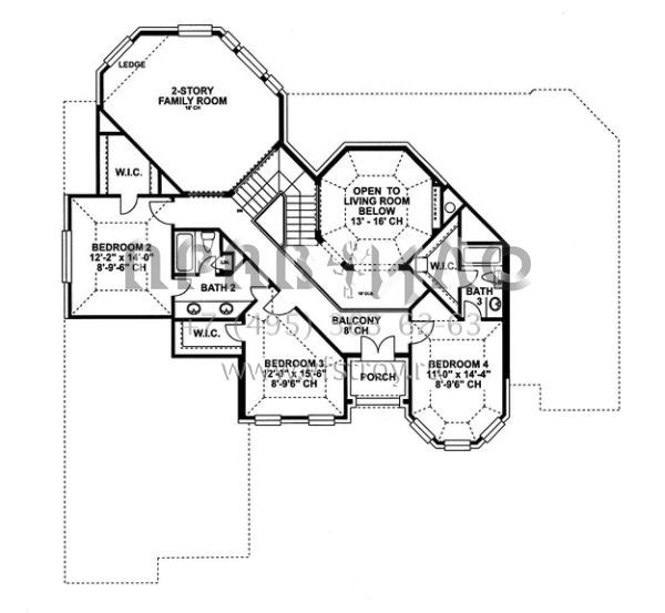 Проект двухэтажного дома с гаражом на три и более машин в стиле Ранчо S5-287 (402-00996)