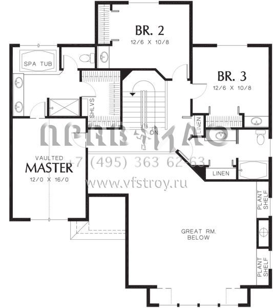 Проект двухэтажного дома с гаражом на две машины в стиле Ранчо S5-244 (2559-00447)