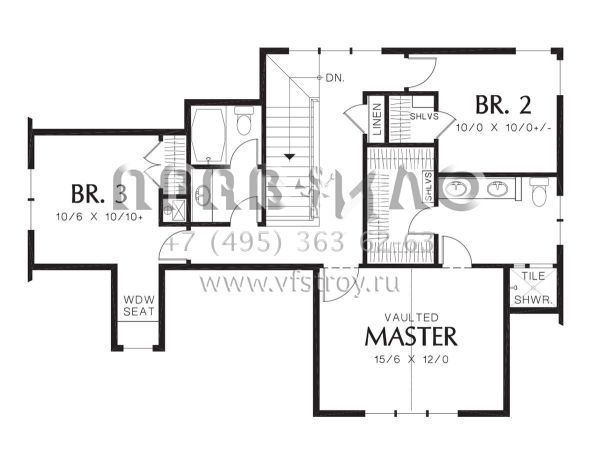 Проект двухэтажного дома с гаражом на две машины в стиле Ранчо S5-184 (2559-00189)
