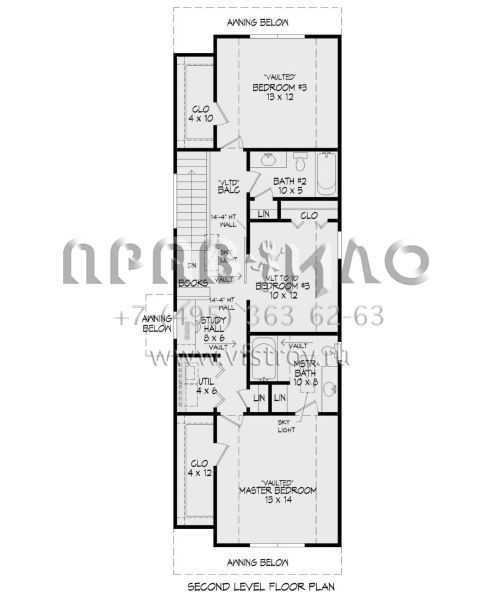 Проект двухэтажного дома с гаражом на одну машину в стиле Ранчо S5-154 (940-00773)