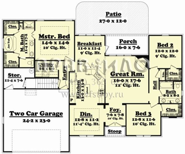 Проект одноэтажного дома с гаражом на две машины в стиле Ранчо S5-177 (041-00044)