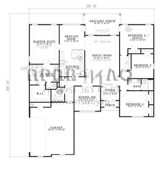 Проект одноэтажного дома с гаражом на две машины в стиле Ранчо S5-203 (110-00366)