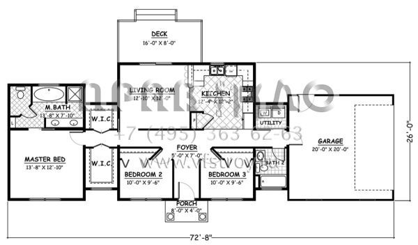 Проект одноэтажного дома с гаражом на две машины в стиле Ранчо S5-111 (526-00070)