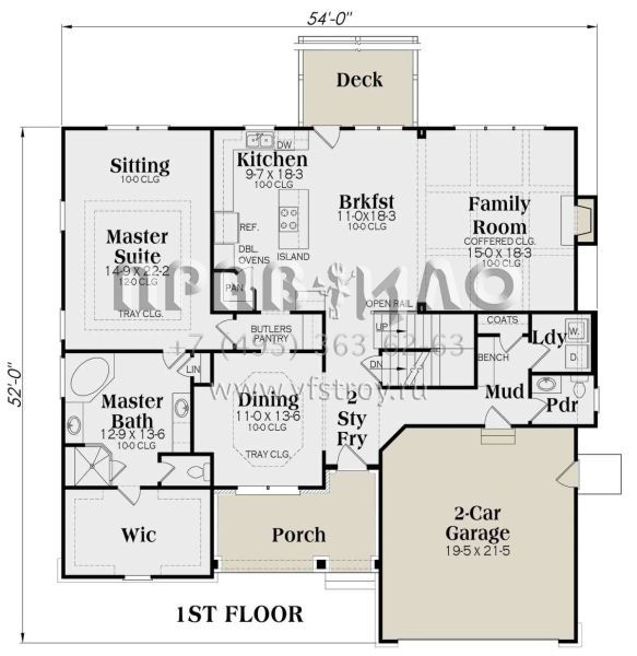 Проект двухэтажного дома с гаражом на две машины в американском стиле S5-316 (009-00279)