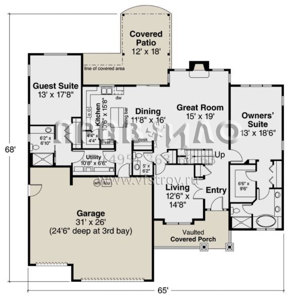 Проект двухэтажного дома с гаражом на три и более машин в американском стиле S5-280 (035-00899)