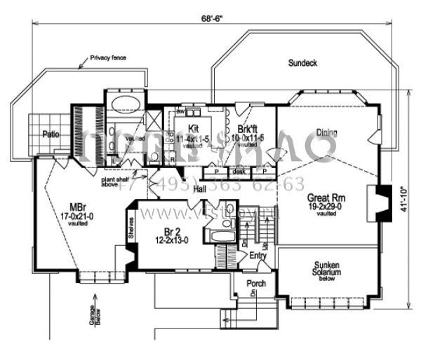 Проект одноэтажного дома с гаражом на две машины в стиле Ранчо S5-326 (5633-00098)