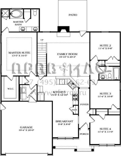 Проект одноэтажного дома с гаражом на две машины в стиле Ранчо S5-162 (3323-00593)