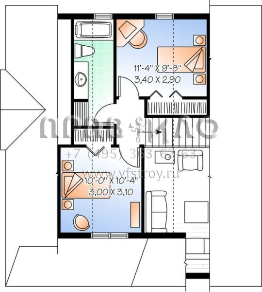 Проект двухэтажного дома без гаража в американском стиле S5-125 (034-00783)
