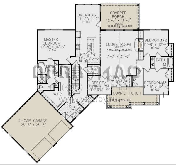 Проект одноэтажного дома с гаражом на две машины в американском стиле S5-208 (699-00150)