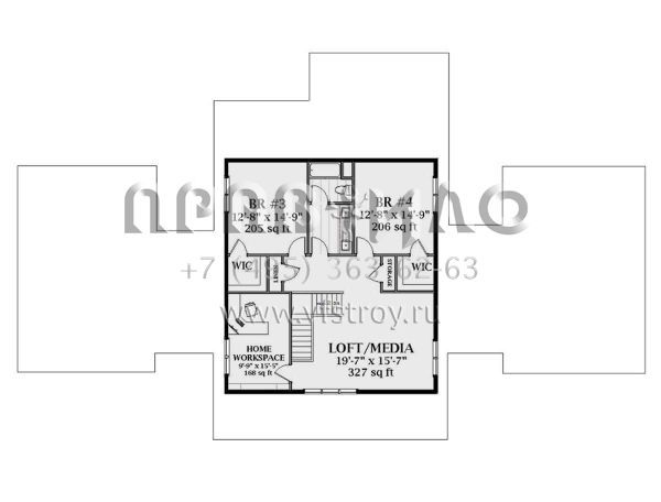 Проект двухэтажного дома с гаражом на две машины в современном стиле S5-345 (6849-00115)