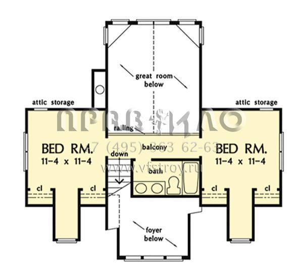 Проект двухэтажного дома с гаражом на две машины в стиле Ранчо S5-164 (2865-00331)