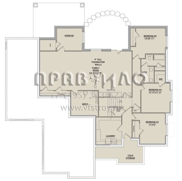 Проект одноэтажного дома с гаражом на три и более машин в американском стиле S5-214 (8768-00130)