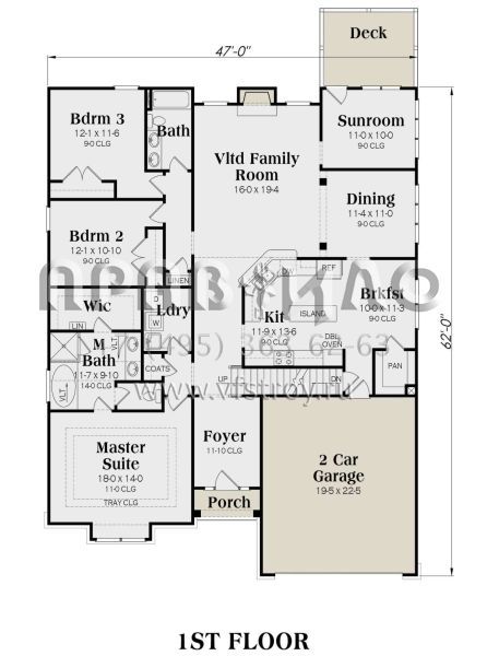 Проект одноэтажного дома с гаражом на две машины в американском стиле S5-208 (009-00138)