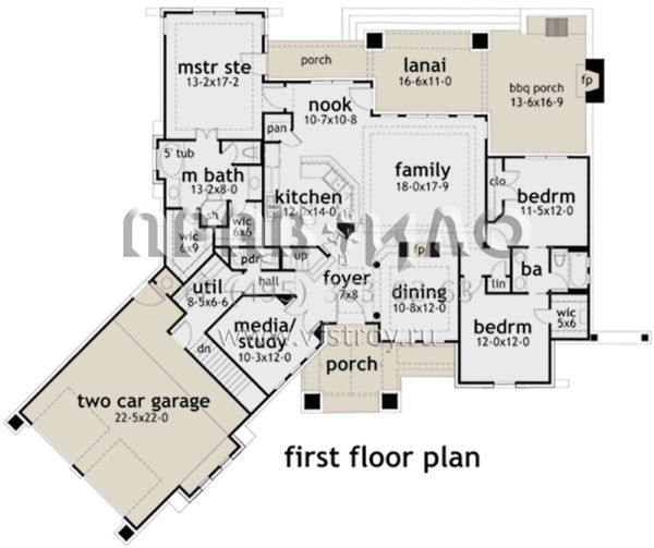 Проект двухэтажного дома с гаражом на две машины в английском стиле S5-196 (9401-00005)