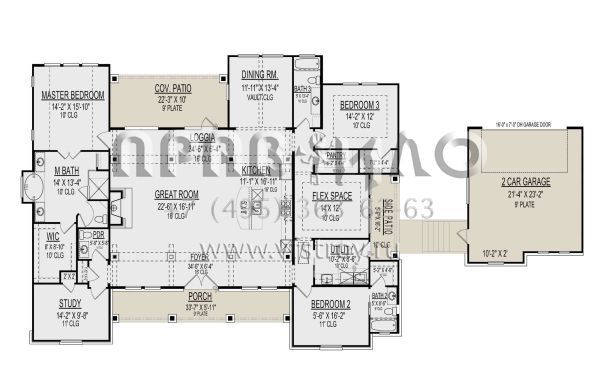 Проект одноэтажного дома с гаражом на две машины в стиле Ранчо S5-267 (9300-00063)