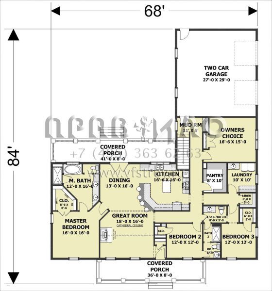 Проект одноэтажного дома с гаражом на две машины в современном стиле S5-235 (1776-00102)
