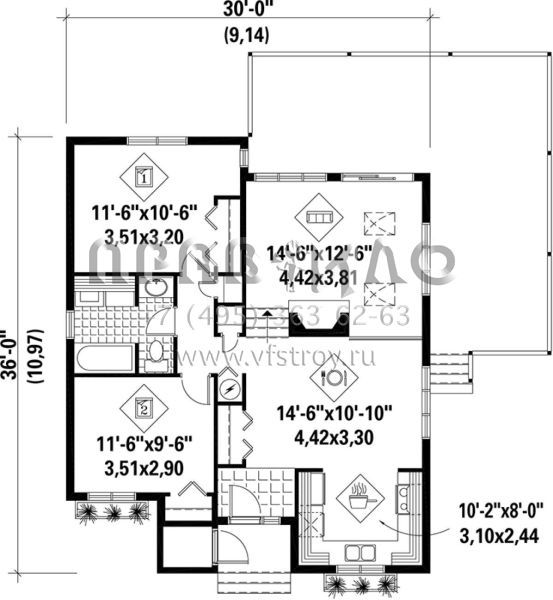 Проект одноэтажного дома без гаража в современном стиле S5-88 (6146-00127)