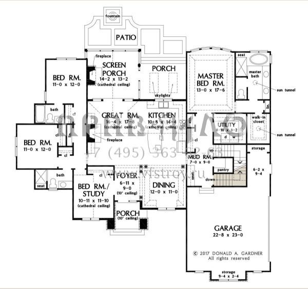 Проект одноэтажного дома с гаражом на две машины в стиле Ранчо S5-202 (2865-00193)