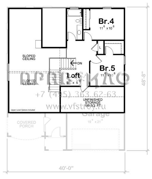 Проект двухэтажного дома с гаражом на две машины в стиле Ранчо S5-174 (402-01735)