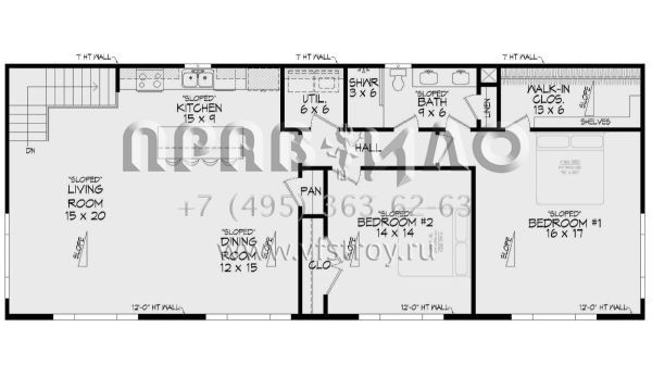 Проект двухэтажного дома с гаражом на три и более машин в современном стиле S5-174 (940-00910)