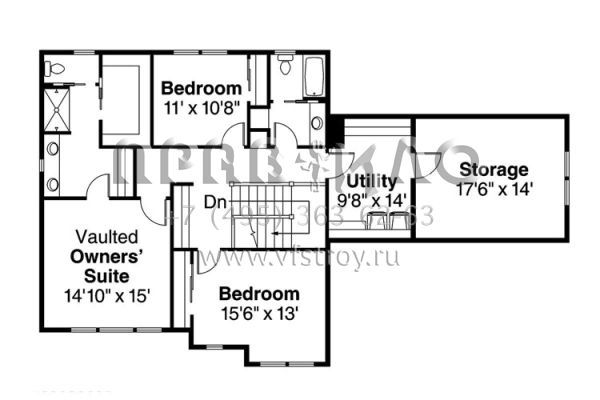 Проект двухэтажного дома с гаражом на две машины в стиле Ранчо S5-233 (035-00656)