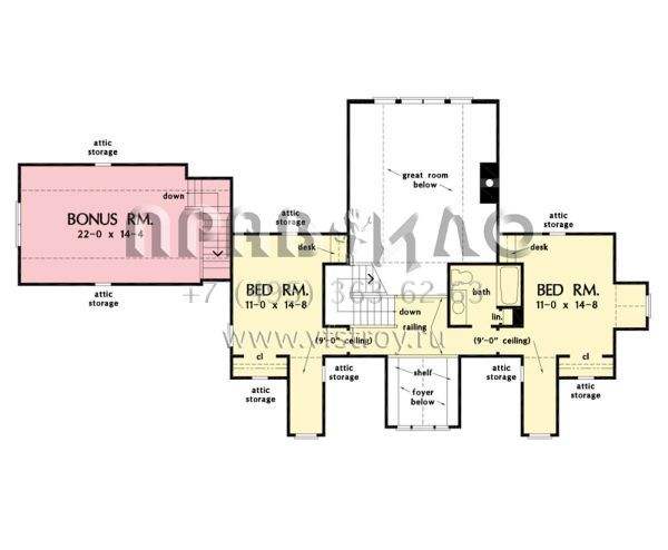 Проект двухэтажного дома с гаражом на две машины в стиле Ранчо S5-250 (2865-00262)
