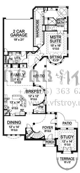 Проект двухэтажного дома с гаражом на две машины в современном стиле S5-305 (5445-00132)