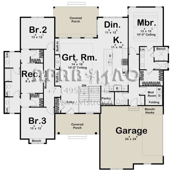 Проект одноэтажного дома с гаражом на две машины в современном стиле S5-212 (963-00710)