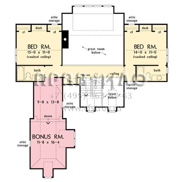 Проект двухэтажного дома с гаражом на две машины в стиле Ранчо S5-234 (2865-00339)