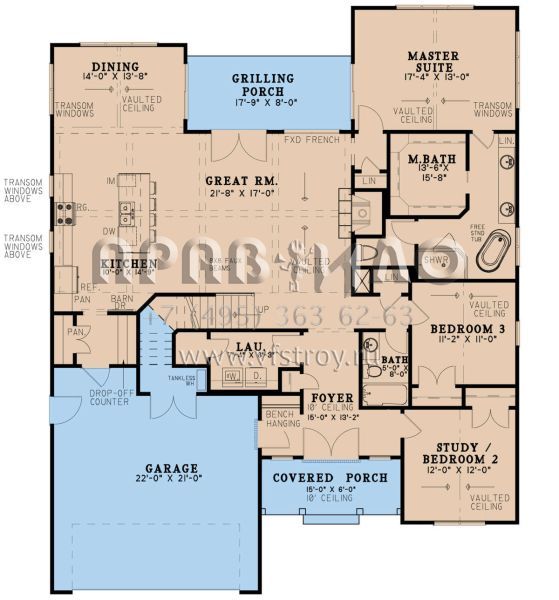 Проект одноэтажного дома с гаражом на две машины в современном стиле S5-186 (8318-00251)
