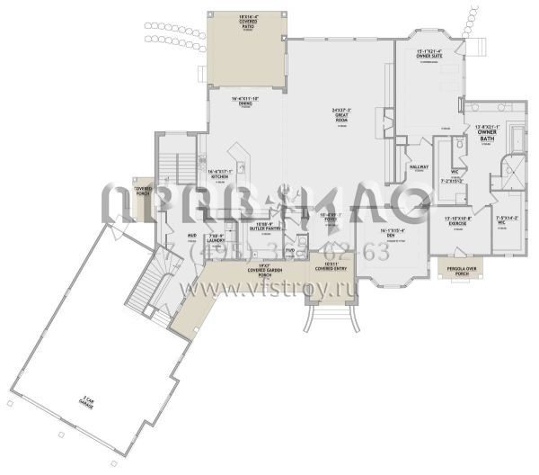 Проект двухэтажного дома с гаражом на три и более машин в современном стиле S5-740 (8768-00124)