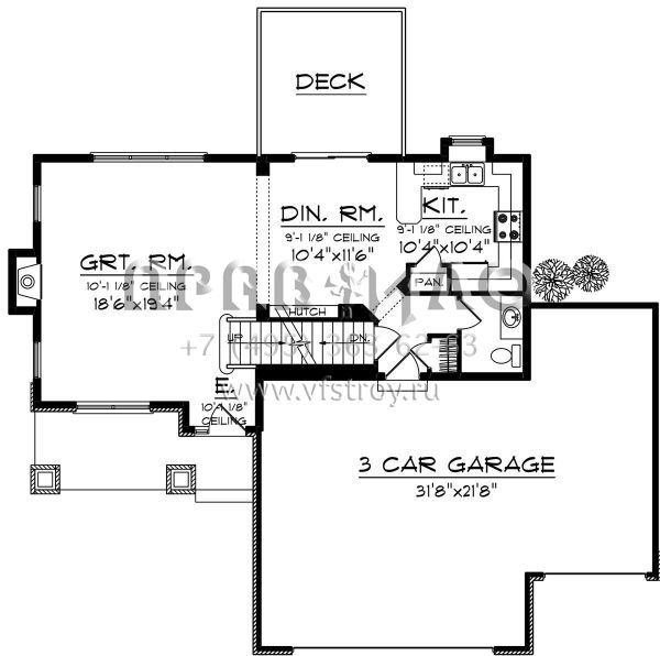 Проект двухэтажного дома с гаражом на три и более машин в американском стиле S5-142 (1020-00115)