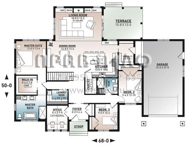 Проект одноэтажного дома с гаражом на одну машину в современном стиле S5-181 (034-01291)
